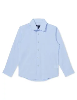 Van Heusen Youth Junior Fit Dress Shirt Plain Dobby in Sky Blue