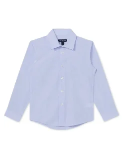 Van Heusen Youth Junior Fit Dress Mini Check Shirt in Sky Blue