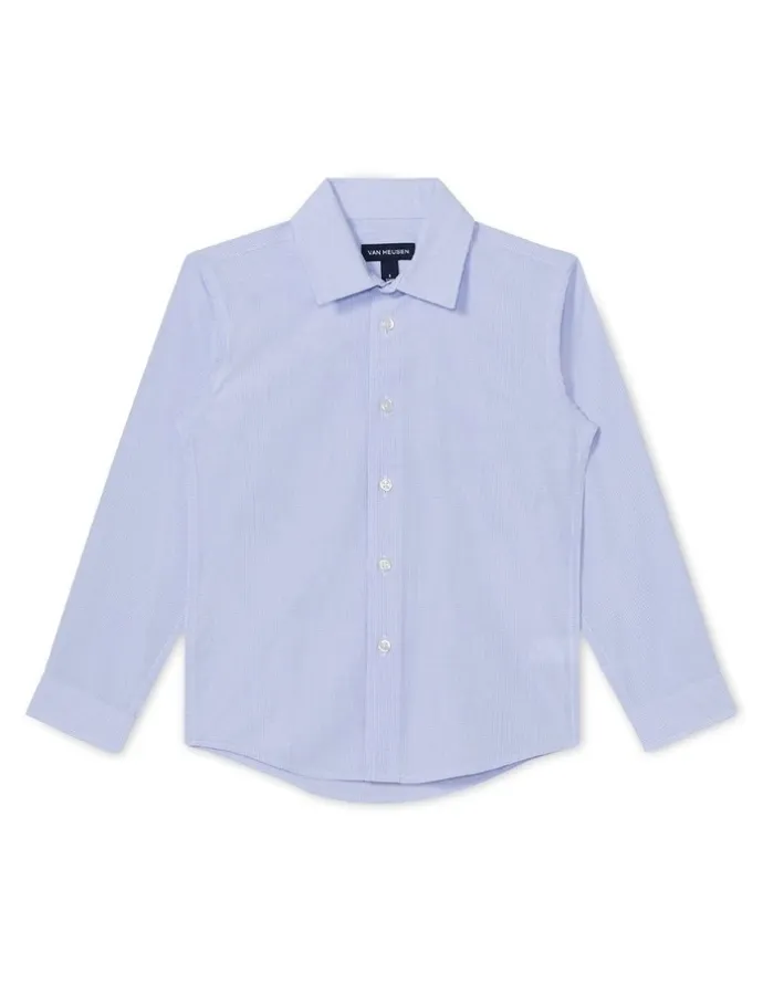 Van Heusen Youth Junior Fit Dress Mini Check Shirt in Sky Blue
