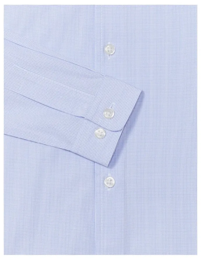 Van Heusen Youth Junior Fit Dress Mini Check Shirt in Sky Blue