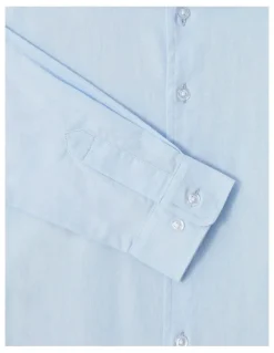 Van Heusen Youth Junior Fit Linen Shirt in Baby Blue