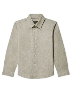Van Heusen Youth Junior Fit Linen Blend Shirt in Green