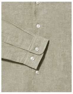 Van Heusen Youth Junior Fit Linen Blend Shirt in Green