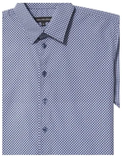 Van Heusen Youth Junior Fit Short Sleeve Printed Shirt in Navy