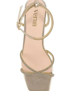 Verali Ally Kitten Heel Sandals in Champagne Gold