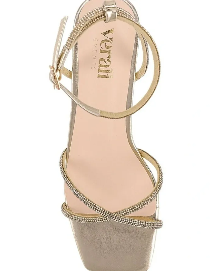 Verali Ally Kitten Heel Sandals in Champagne Gold