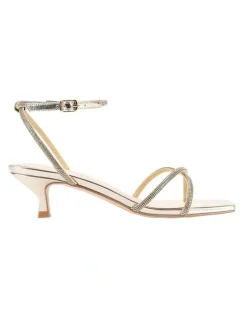 Verali Ally Kitten Heel Sandals in Champagne Gold