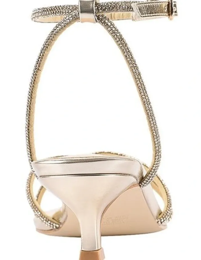 Verali Ally Kitten Heel Sandals in Champagne Gold