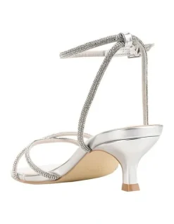 Verali Ally Kitten Heel Sandals in Silver
