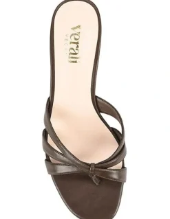 Verali Beau Kitten Heel Thongs in Chocolate Brown