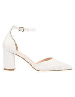 Verali Eli Closed Toe Block Heels in Chalk