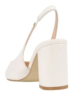 Verali Elisha Slingback Block Heels in Chalk White