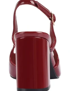 Verali Elton Slingback Block Heels in Wine Patent