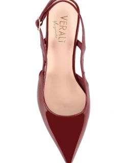 Verali Elton Slingback Block Heels in Wine Patent