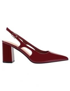 Verali Elton Slingback Block Heels in Wine Patent