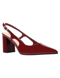 Verali Elton Slingback Block Heels in Wine Patent