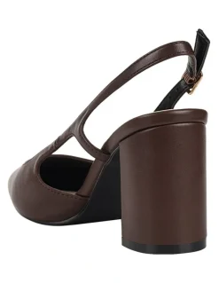 Verali Elton Slingback Block Heels in Chocolate Brown