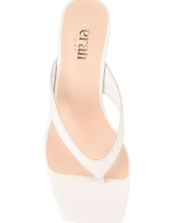 Verali Martha Kitten Heel Thongs in Chalk White