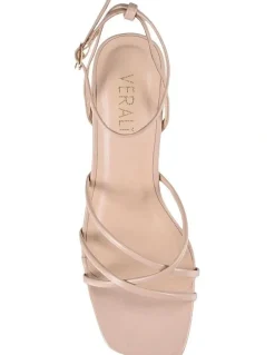 Verali Nakita Low Block Heels Sandal in Nude Smooth