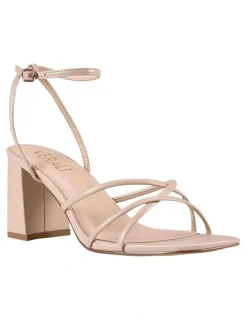 Verali Nakita Low Block Heels Sandal in Nude Smooth