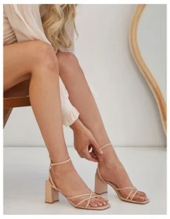 Verali Nakita Low Block Heels Sandal in Nude Smooth