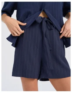 Vero Moda Ricki High Waisted Tie Shorts in Navy
