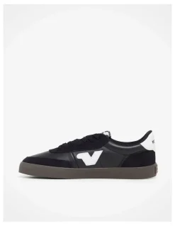 Volley Baseline Leather Sneakers in Black