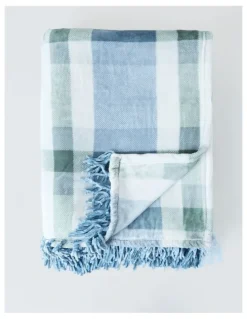 Vue Chenille Blanket in Blue Check