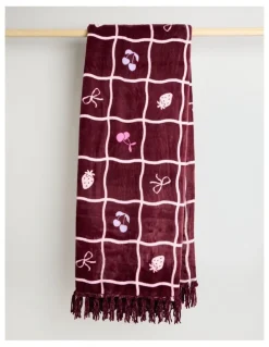 Vue Chenille Blanket in Burgundy Multi