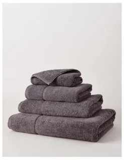 Vue Combed Cotton Ribbed Towel Range in Charcoal