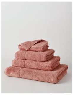Vue Combed Cotton Ribbed Towel Range in Pink Clay