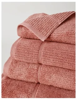 Vue Combed Cotton Ribbed Towel Range in Pink Clay