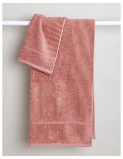 Vue Combed Cotton Ribbed Towel Range in Pink Clay