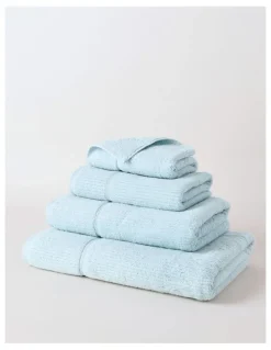 Vue Combed Cotton Ribbed Towel Range in Aqua