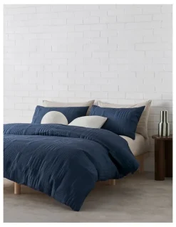 Vue Hunter Quilted Quilt Cover Set in Dark Denim