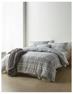 Vue Jackson Printed Cotton Quilt Cover Set in Ash