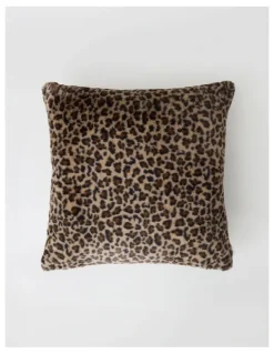 Vue Leo Faux Fur Cushion in Brown