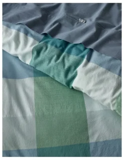 Vue Riley Yarn Dye Cotton Quilt Cover Set in Dusky Green