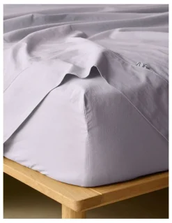 Vue Stonewashed Cotton Fitted Sheet in Purple Heather
