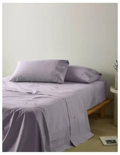 Vue Stonewashed Cotton Fitted Sheet in Purple Heather