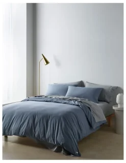 Vue Stonewashed Cotton Quilt Cover Set in Denim