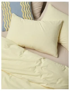 Vue Stonewashed Cotton Quilt Cover Set in Lemon