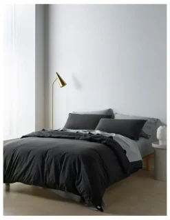 Vue Stonewashed Cotton Quilt Cover Set in Iron