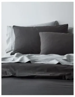 Vue Stonewashed Cotton Quilt Cover Set in Iron