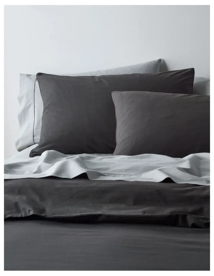 Vue Stonewashed Cotton Quilt Cover Set in Iron