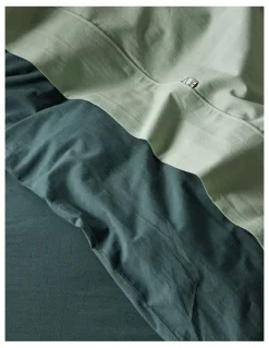 Vue Stonewashed Cotton Quilt Cover Set in Dusky Green