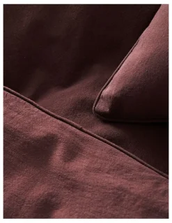 Vue Stonewashed Cotton Quilt Cover Set in Bitter Chocolate