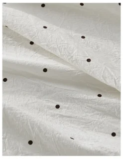 Vue Stonewashed Cotton Sheet Set in White Chocolate Polka Dot
