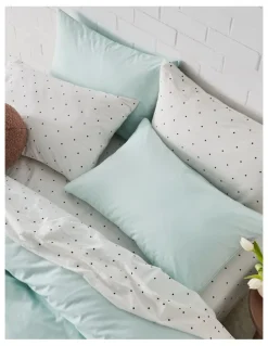 Vue Stonewashed Cotton Sheet Set in White Chocolate Polka Dot