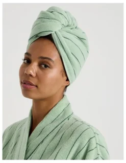 Vue Vue Pinstripe Hair Wrap in Forest